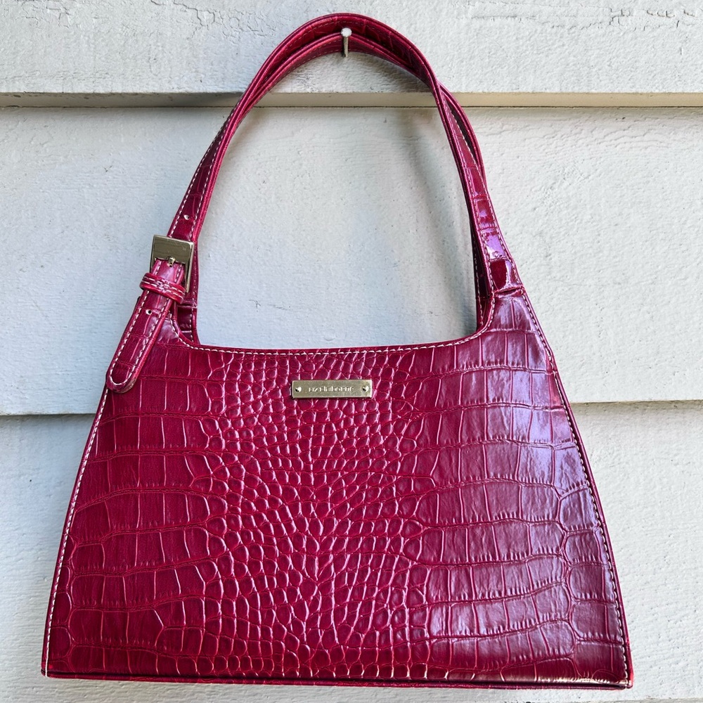 Vintage Liz Claiborne Red Croc Embossed Shoulder Bag Faux Leather 90s Y2K